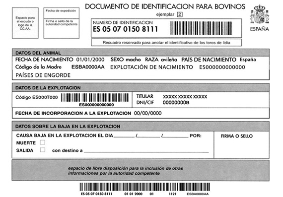 documento de identificacin para bovinos (D.A.I.)